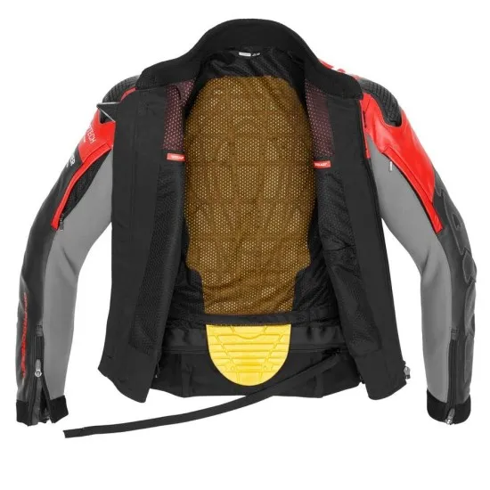 Кожено мото яке SPIDI DP Progressive Leather Red с Warrior слайдери и Force-Tech протектори