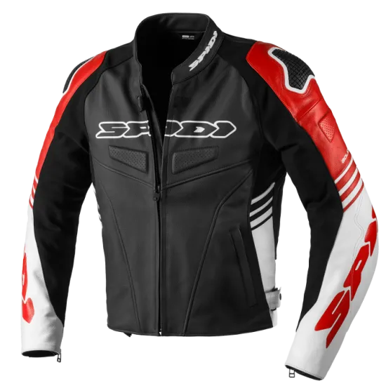 Червено кожено мото яке SPIDI TRACK WARRIOR RED с Warrior протектори и Flex Tenax Nylon