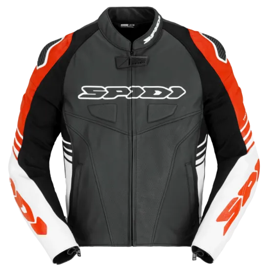 Червено кожено мото яке SPIDI TRACK WARRIOR RED с Warrior протектори и Flex Tenax Nylon
