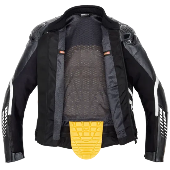 Кожено мото яке SPIDI NKD-1 Black/Fluo с подвижни Force-Tech протектори и фиксирана подплата