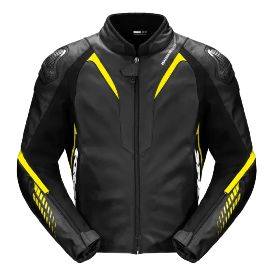 Кожено мото яке SPIDI NKD-1 Black/Fluo с подвижни Force-Tech протектори и фиксирана подплата