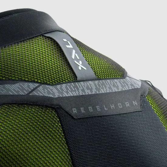 REBELHORN JAX BLACK/FLUO YELLOW – мото яке с флуоресцентни елементи и CE-Level 2 защита