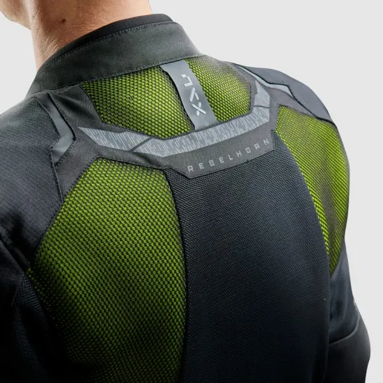 REBELHORN JAX BLACK/FLUO YELLOW – мото яке с флуоресцентни елементи и CE-Level 2 защита