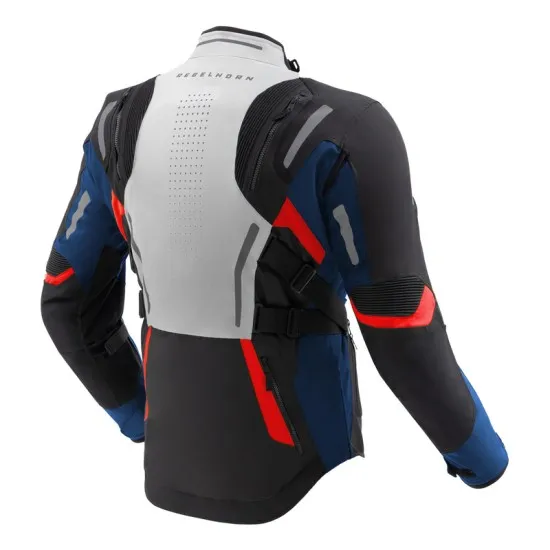 Текстилно мото яке Rebelhorn Hiker 4 Light Grey Blue Red с HydraShield мембрана и CE Level 2 протектори