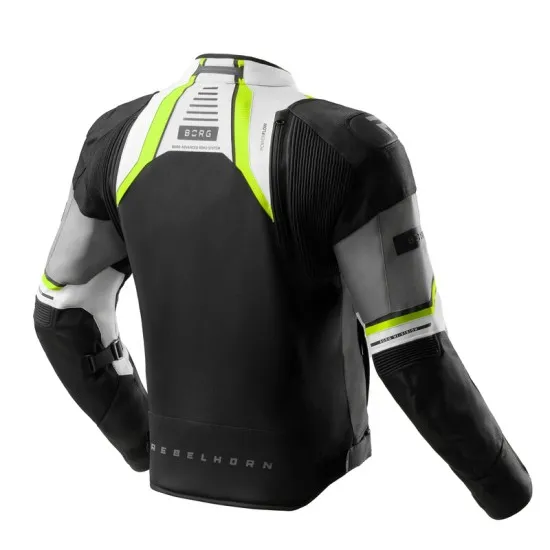 Мото яке Rebelhorn Borg 2 Black Grey Fluo Yellow с HydraShield PRO мембрана и Level 2 протектори