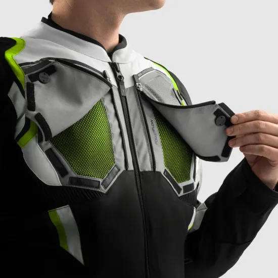 Мото яке Rebelhorn Borg 2 Black Grey Fluo Yellow с HydraShield PRO мембрана и Level 2 протектори