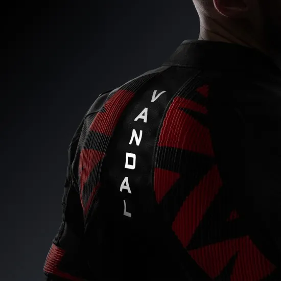 Текстилно мото яке REBELHORN VANDAL 2 AIR BLACK RED със Steel Mesh панели
