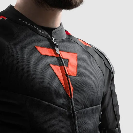 Текстилно мото яке REBELHORN VANDAL 2 AIR BLACK RED със Steel Mesh панели
