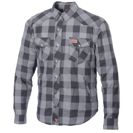 Сива мото риза BÜSE Fairbanks Grey с DuPont KEVLAR и протектори Armanox Level 2