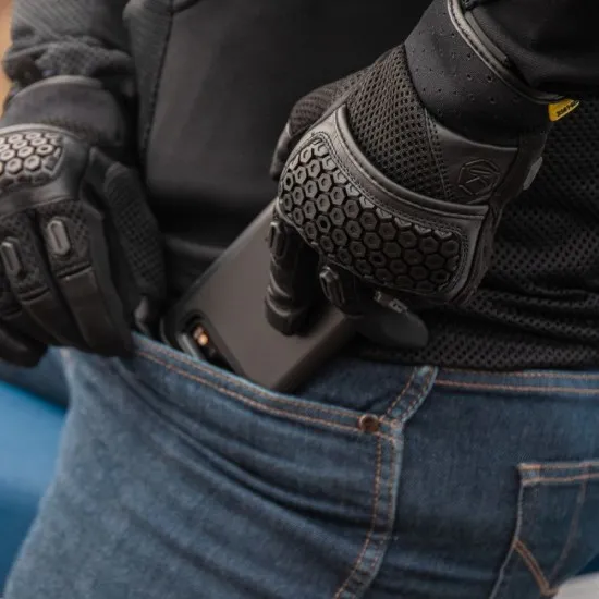 Кожени ръкавици KNOX Urbane Pro Black с дишаща защита и Micro-Lock технология