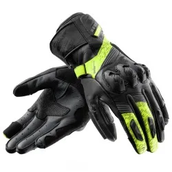 Кожени мото ръкавици - REBELHORN VIPER BLACK/GREY/FLUO YELLOW