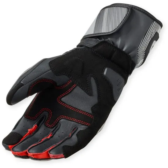 Мото ръкавици REV'IT! Metis 2 - Light Grey Neon Red, спортни с TPU протектори и перфорирана кожа