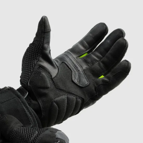 Мото ръкавици Rebelhorn Core Black Grey Fluo Yellow с Impacton протектор и вентилация