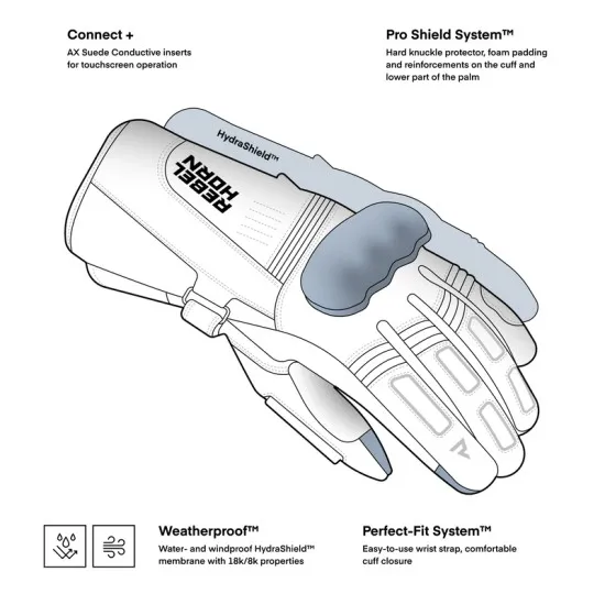 Водоустойчиви мото ръкавици REBELHORN Tracer WP Black с HydraShield мембрана