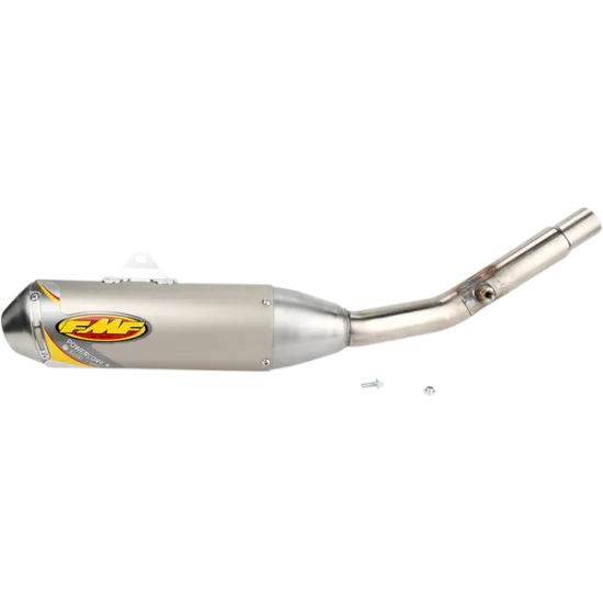 FMF PowerCore 4 глушител с титаниев неръждаем корпус, жълто-червено лого и овална форма за Yamaha YZ/WR450