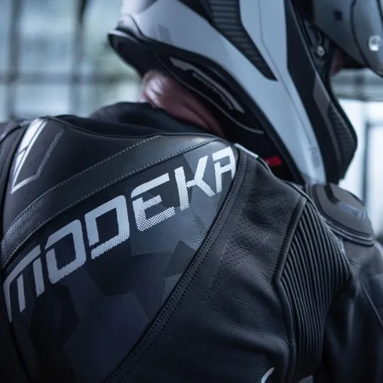 Кожено мото яке Modeka Valyant Black/White с SAS-TEC® протектори и перфорирана кожа