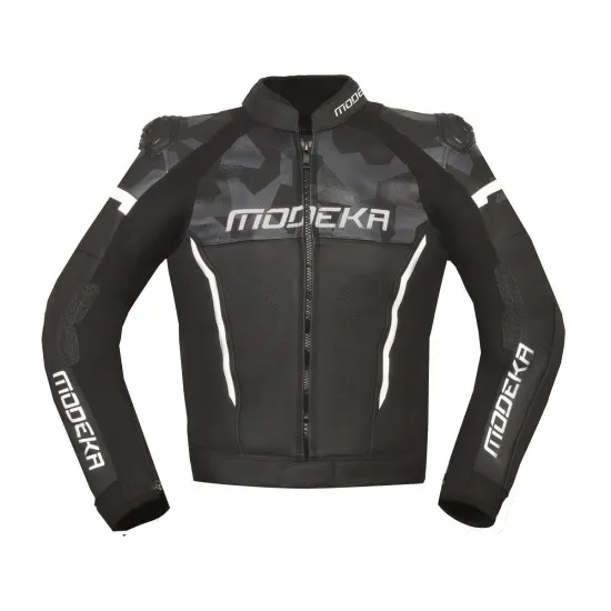 Кожено мото яке Modeka Valyant Black/White с SAS-TEC® протектори и перфорирана кожа