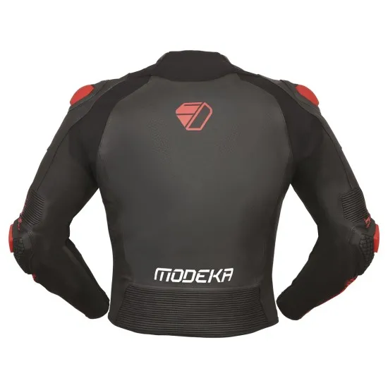 Кожено мото яке Modeka Yron Black/Red с протектори SAS-TEC® и капачки за рамене
