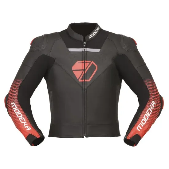 Кожено мото яке Modeka Yron Black/Red с протектори SAS-TEC® и капачки за рамене