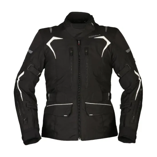 Дамско мото яке Modeka Elaya Black/White с водоустойчива мембрана и сертифицирани протектори
