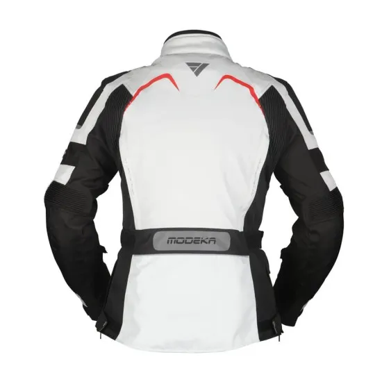 Дамско мото яке Modeka Elaya Light Grey/Black с водоустойчива мембрана и сертифицирани протектори