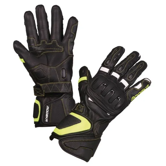 Ръкавици Modeka Daren Black/White/Fluo Yellow - Защита и вентилация за мотоциклетисти