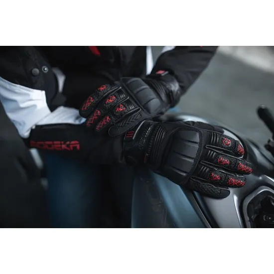 Мото ръкавици Modeka Ennos Black/Red - Летен комфорт и защита