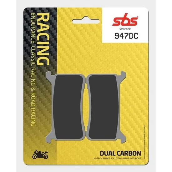 Спирачни накладки SBS 947DC Dual Carbon с черен фрикционен материал и сива метална основа